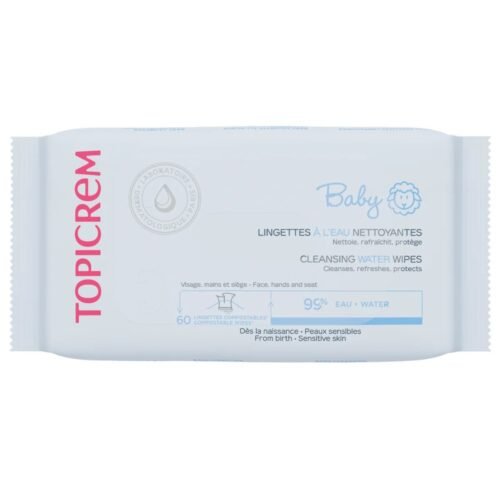 Topicrem Bébé Lingettes à l’Eau Nettoyantes Peaux Sensibles 60 Lingettes