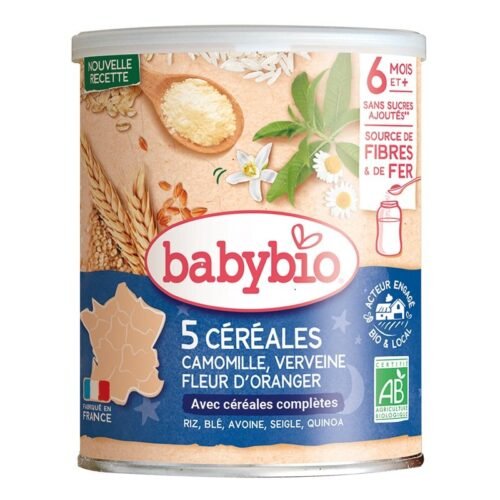 Babybio 5 Céréales Verveine Fleur d’Oranger Camomille 220g