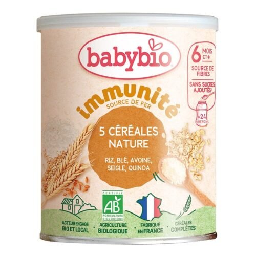 Babybio 5 Céréales Immunité Nature Riz Blé Avoine Seigle Quinoa 220g