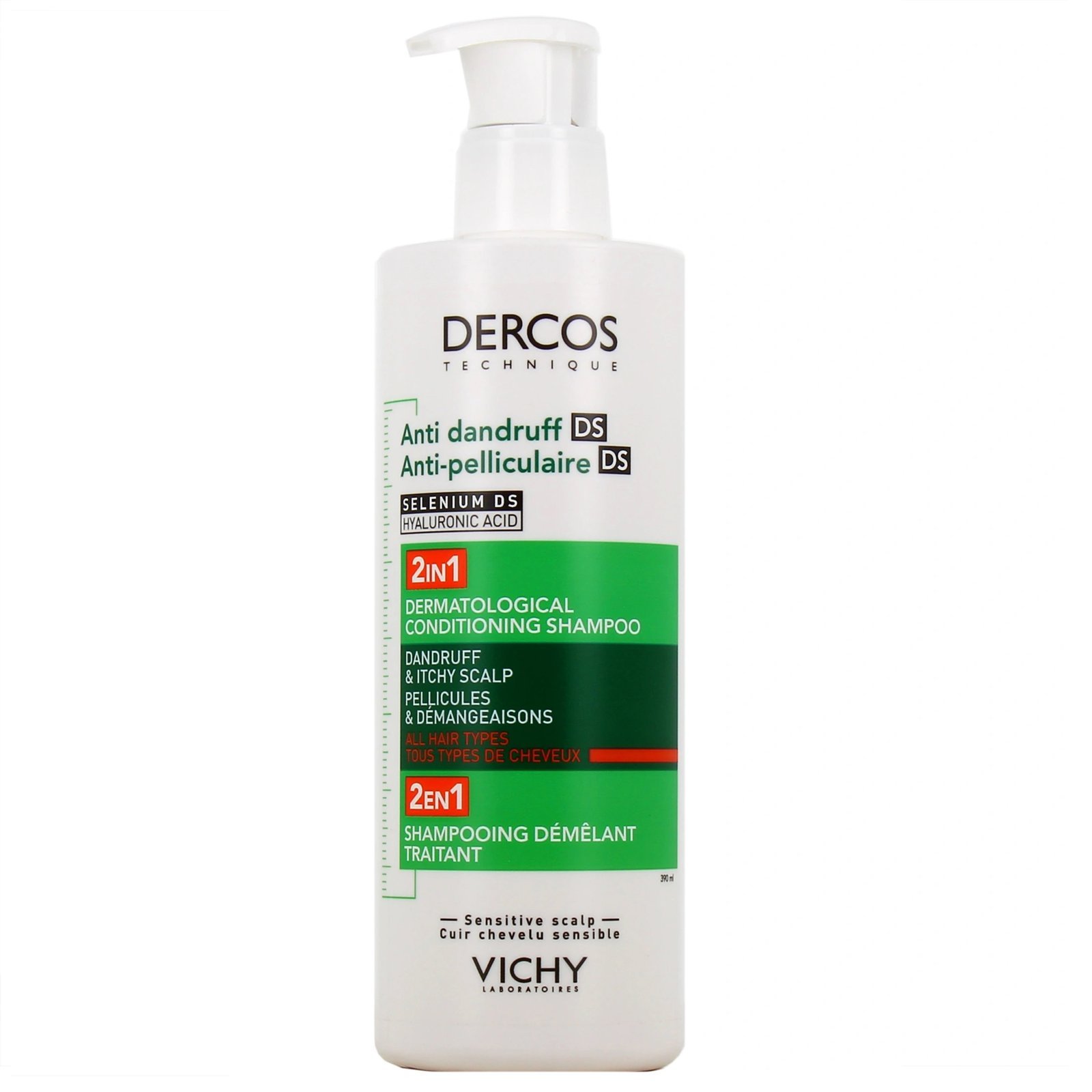 Vichy Dercos Shampoing Démêlant Traitant Anti Pelliculaire Cuir Chevelu Sensible 390 ml