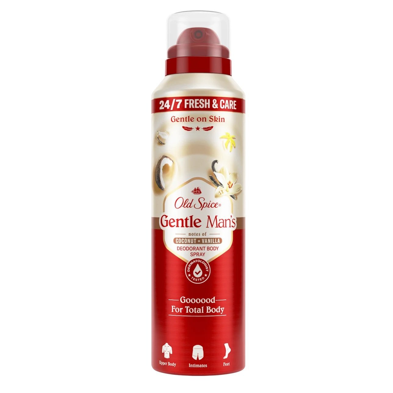 Old Spice Déodorant Brume Corporel Gentle Man’s Noix de Coco et Vanille 140 ml