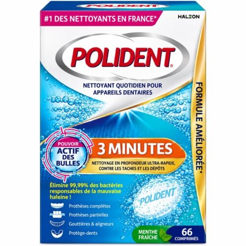 Polident Corega 3 Minutes Nettoyant pour Appareils Dentaires 66 Comprimés