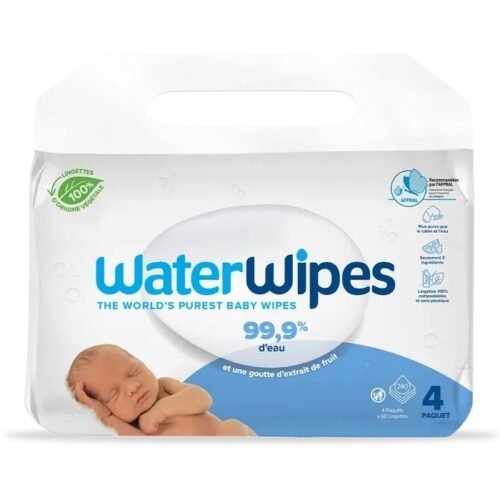 Waterwipes Lingettes Bébé à l’Eau 4×60 lingettes