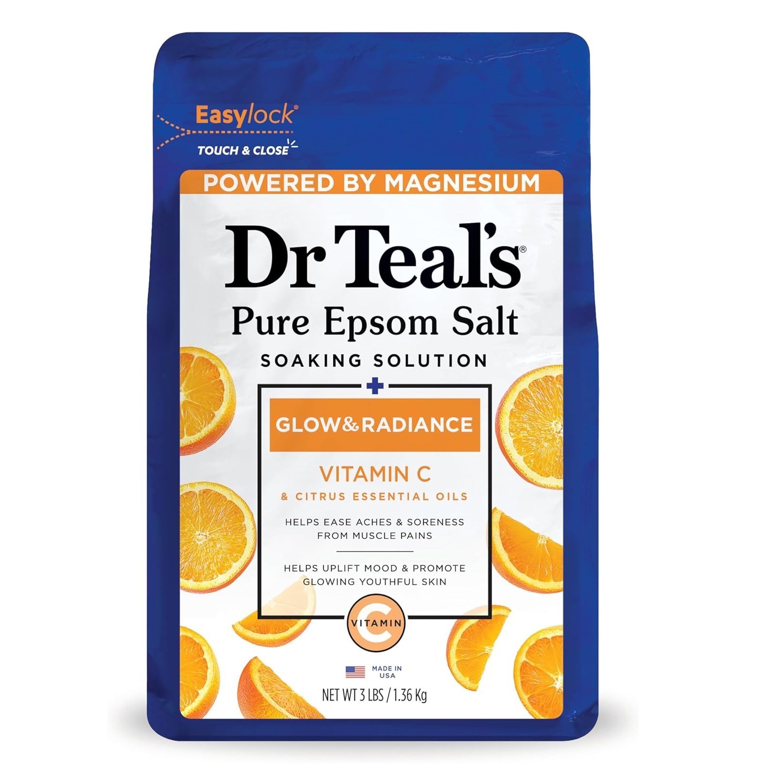 Dr Teal’s Sels d’Epsom à la Vitamine C et Agrumes 1.36Kg