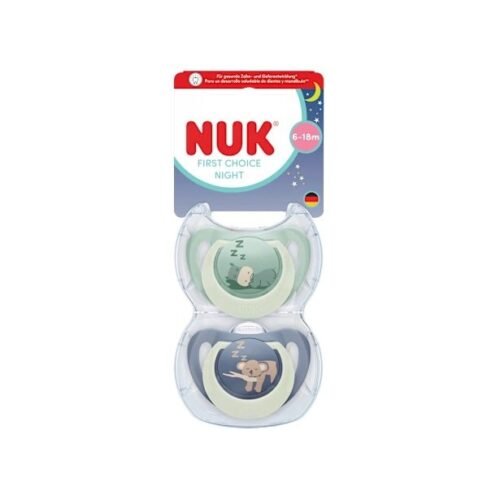 Nuk First Choice Night Sucette en Silicone 6-18 Mois Lot de 2
